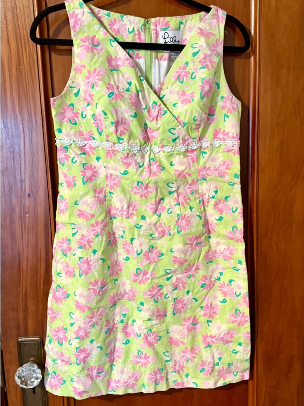 VTG Lilly Pulitzer White Label 90s Rhododendron Rhinoceros Green/Pink Dress 6